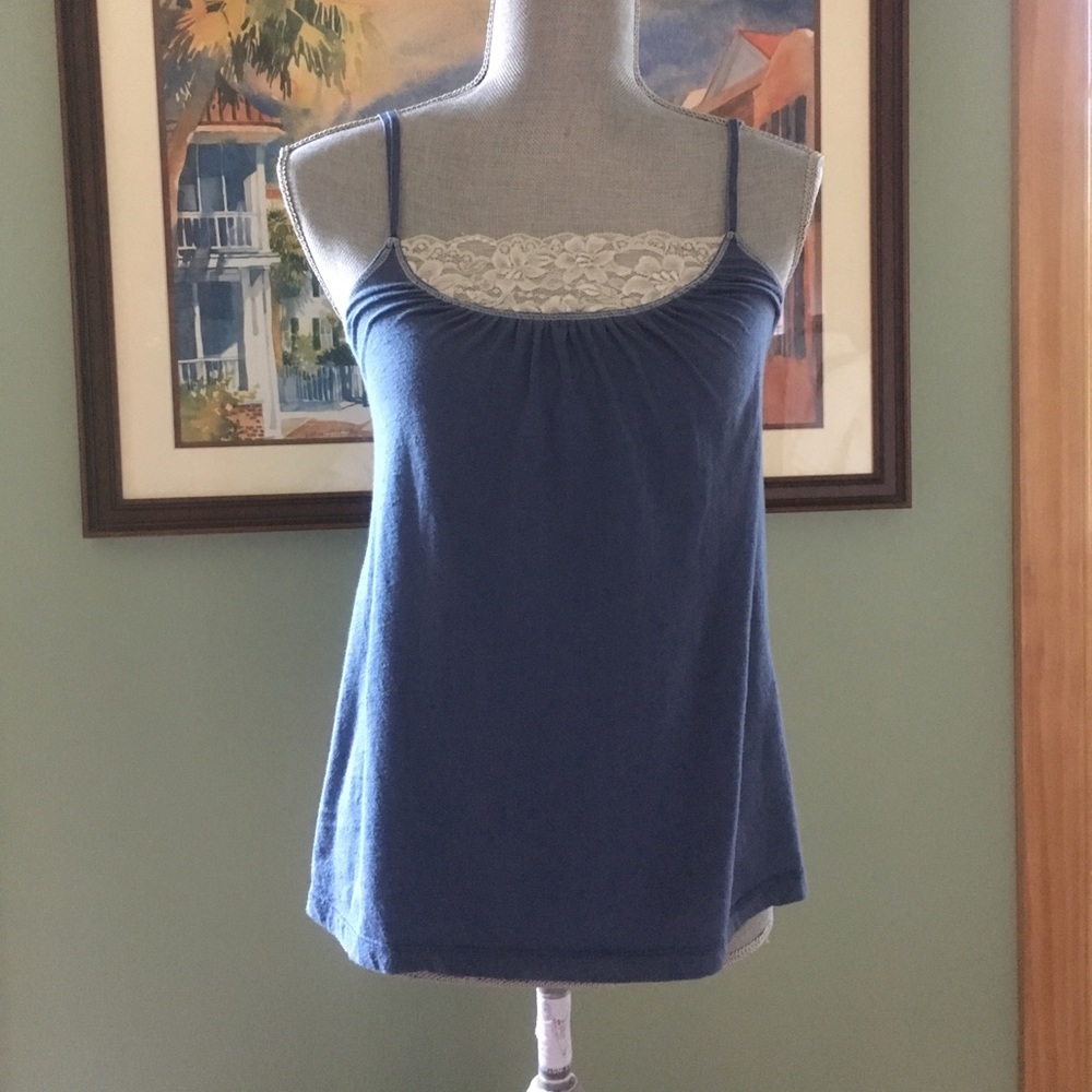 Hollister small navy tank with lace